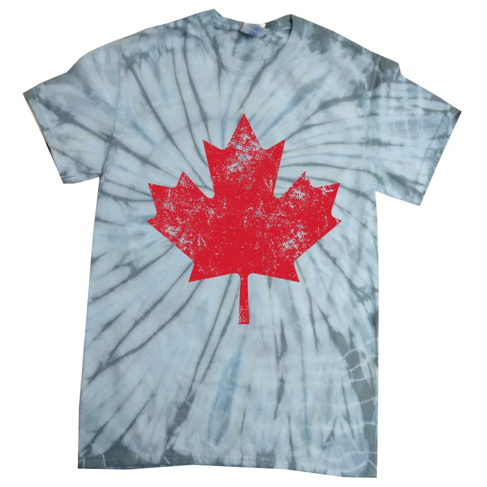 Canada Women Men Distressed Red Maple Leaf Canada Day Tie-Dye T-Shirt