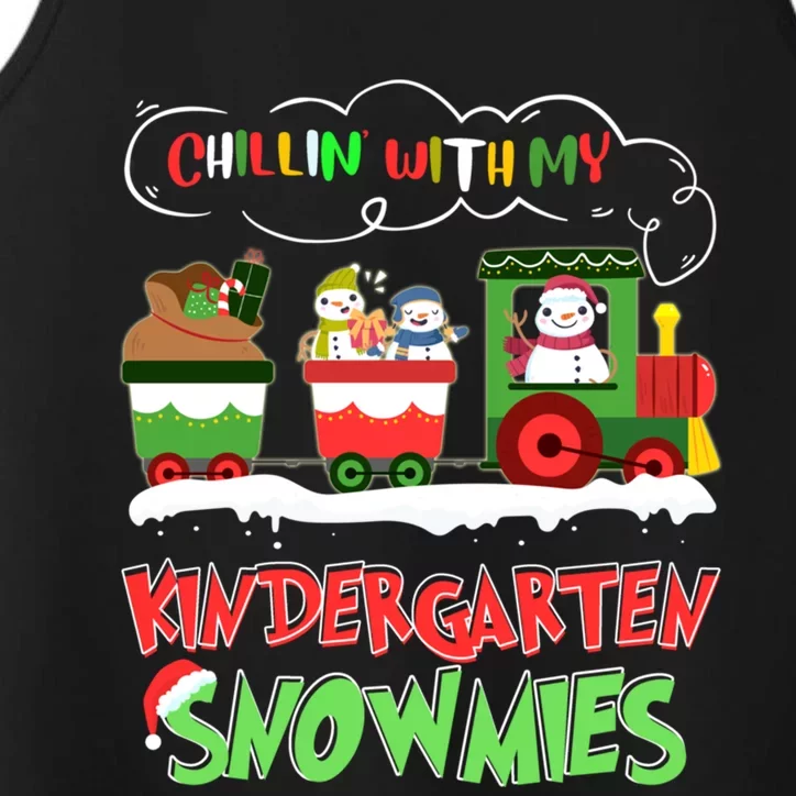 Chillin With My Kindergarten Snowmies Christmas Teacher Gift Performance Tank