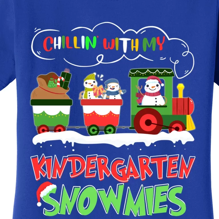 Chillin With My Kindergarten Snowmies Christmas Teacher Gift Women's T-Shirt