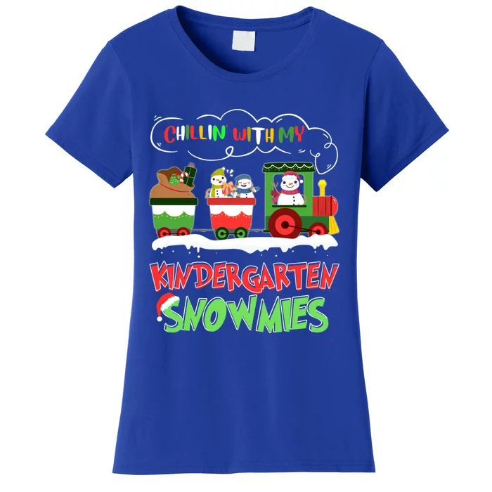 Chillin With My Kindergarten Snowmies Christmas Teacher Gift Women's T-Shirt