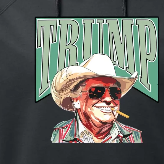 Cowboy Western Make America Great Trump Daddy Performance Fleece Hoodie