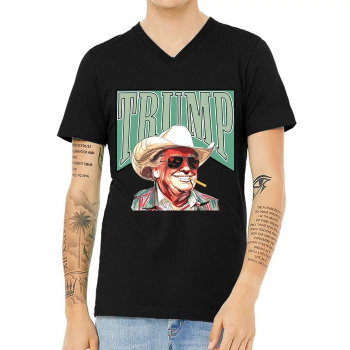 Cowboy Western Make America Great Trump Daddy V-Neck T-Shirt