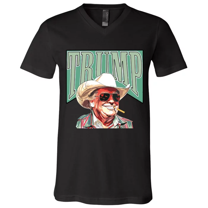 Cowboy Western Make America Great Trump Daddy V-Neck T-Shirt