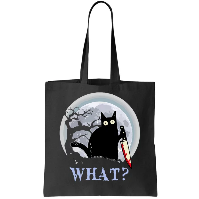 Cat What Murderous Halloween Black Cat With Knife Costume Gift Tote Bag