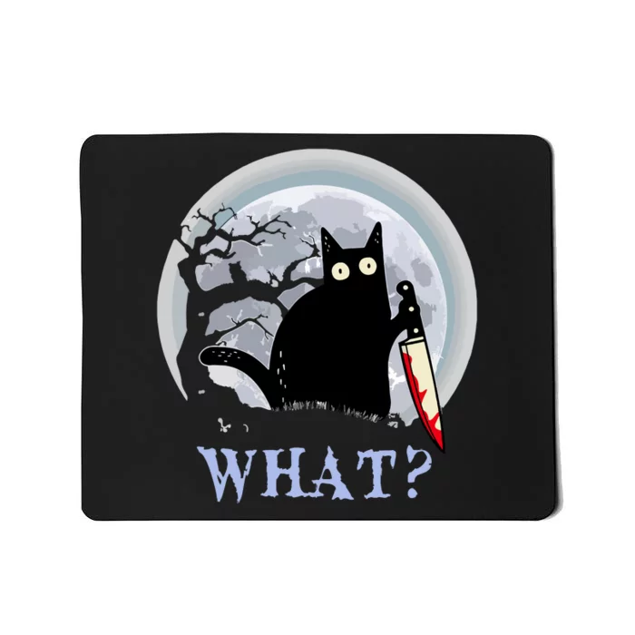 Cat What Murderous Halloween Black Cat With Knife Costume Gift Mousepad