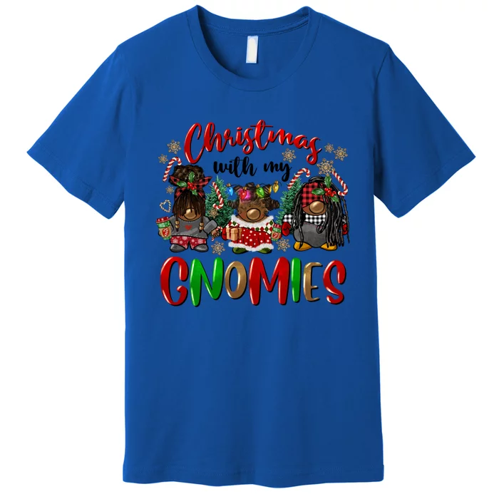 Christmas With My Gnomies Afro Black American Gnomes African Meaningful Gift Premium T-Shirt