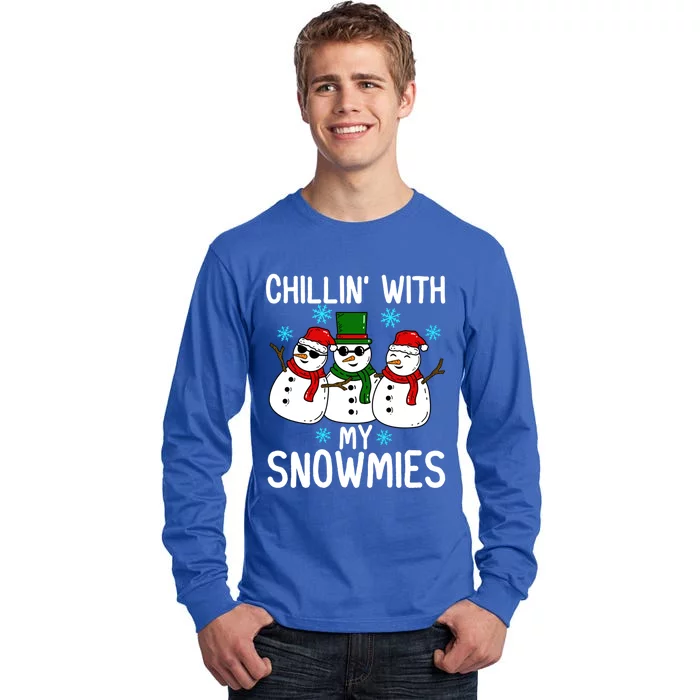 Chillin With My Snowmies Funny Christmas Group Outfits Cool Gift Tall Long Sleeve T-Shirt