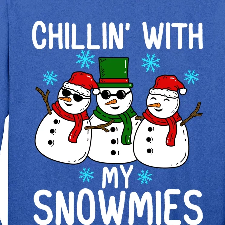 Chillin With My Snowmies Funny Christmas Group Outfits Cool Gift Tall Long Sleeve T-Shirt