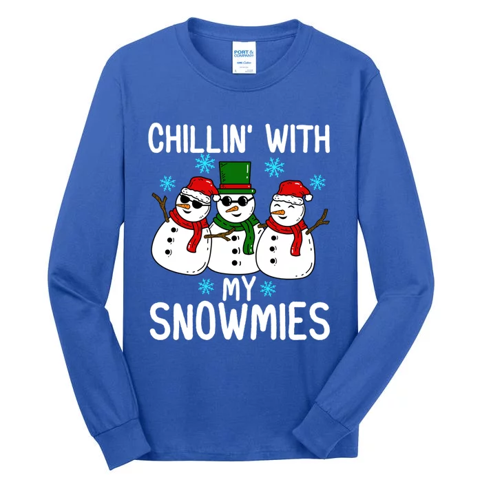 Chillin With My Snowmies Funny Christmas Group Outfits Cool Gift Tall Long Sleeve T-Shirt