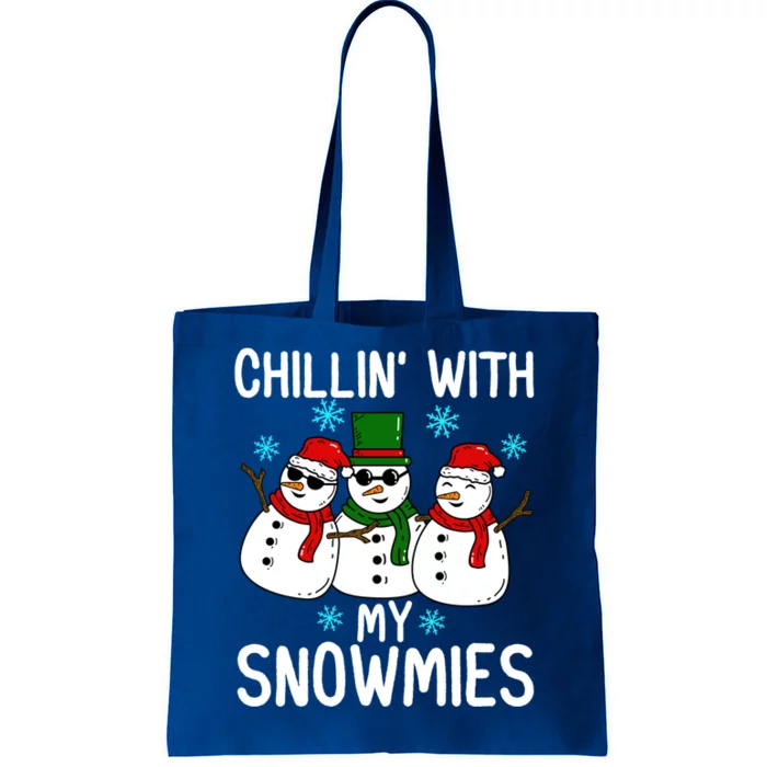 Chillin With My Snowmies Funny Christmas Group Outfits Cool Gift Tote Bag