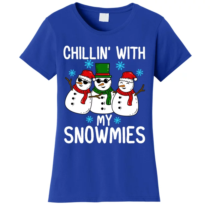 Chillin With My Snowmies Funny Christmas Group Outfits Cool Gift Women's T-Shirt