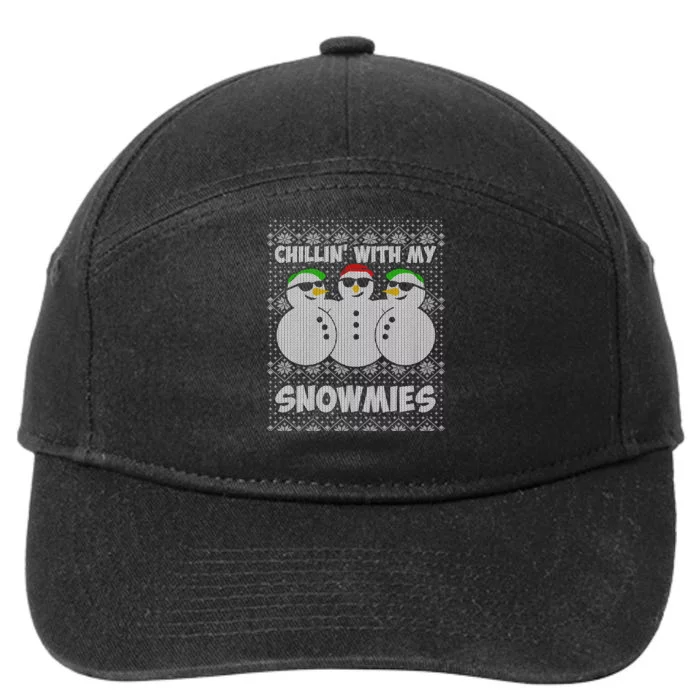 Chillin With My Snowmies Funny Ugly Christmas 7-Panel Snapback Hat