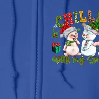 Chillin With My Snowmies Snow Holiday Christmas Pajamas Gift Full Zip Hoodie