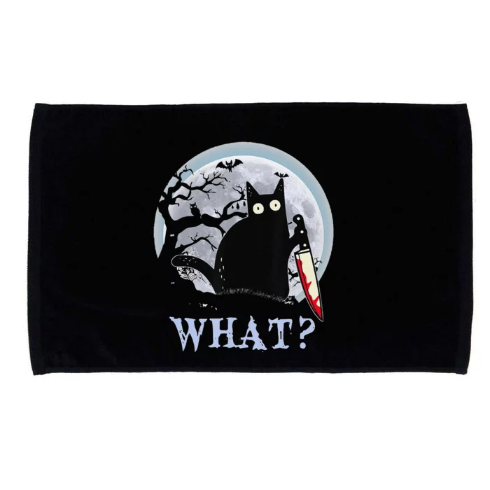 Cat What Murderous Black Cat With Knife Halloween Costume Microfiber Hand Towel