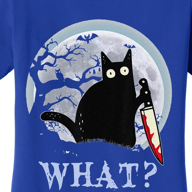 Cat What Murderous Black Cat With Knife Halloween Costume Women's T-Shirt