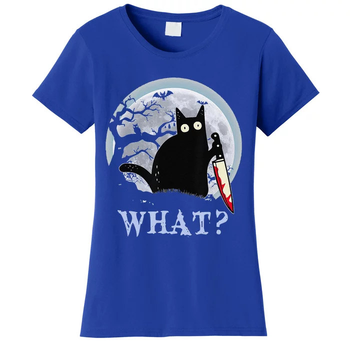 Cat What Murderous Black Cat With Knife Halloween Costume Women's T-Shirt