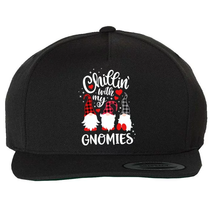 Chillin With My Gnomies Buffalo Plaid Valentines Day Couple Gift Wool Snapback Cap