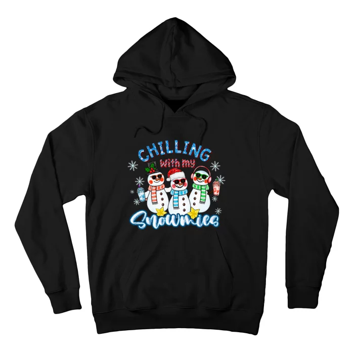 Chillin With My Snowmies Santa Snowman Gift Ugly Christmas Hoodie