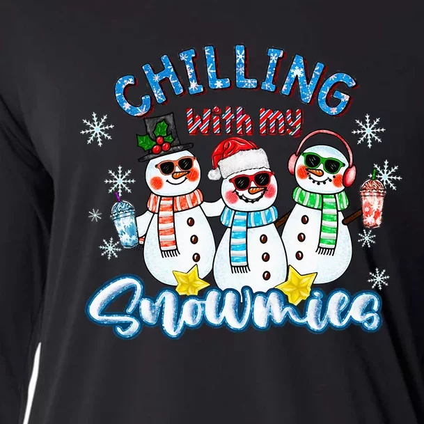 Chillin With My Snowmies Santa Snowman Gift Ugly Christmas Cooling Performance Long Sleeve Crew