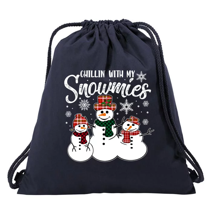 Chillin With My Snowmies Family Pajamas Christmas Snow Great Gift Drawstring Bag