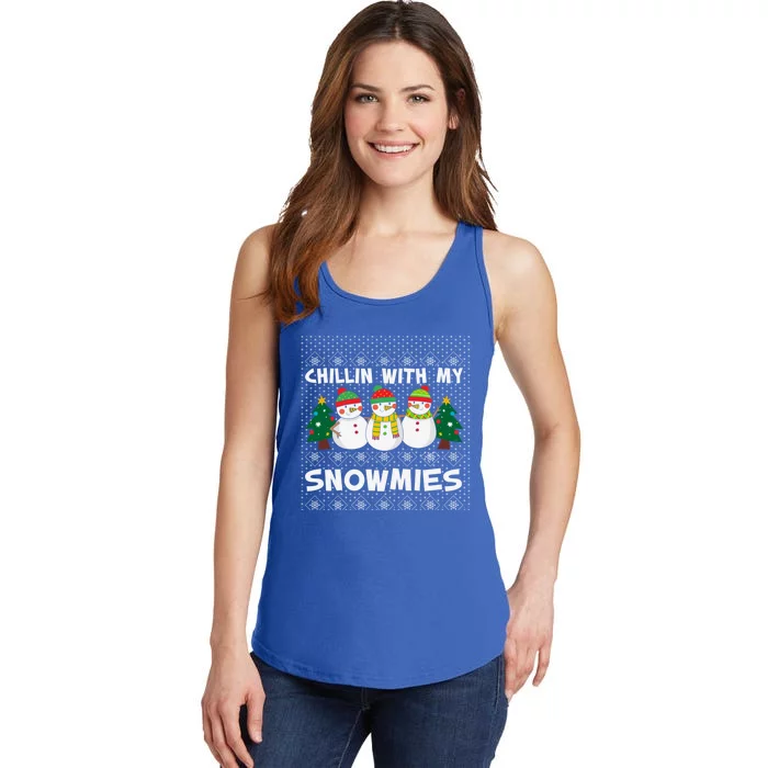 Chillin With My Snowmies Ugly Christmas Sweater Snow Cute Gift Ladies Essential Tank