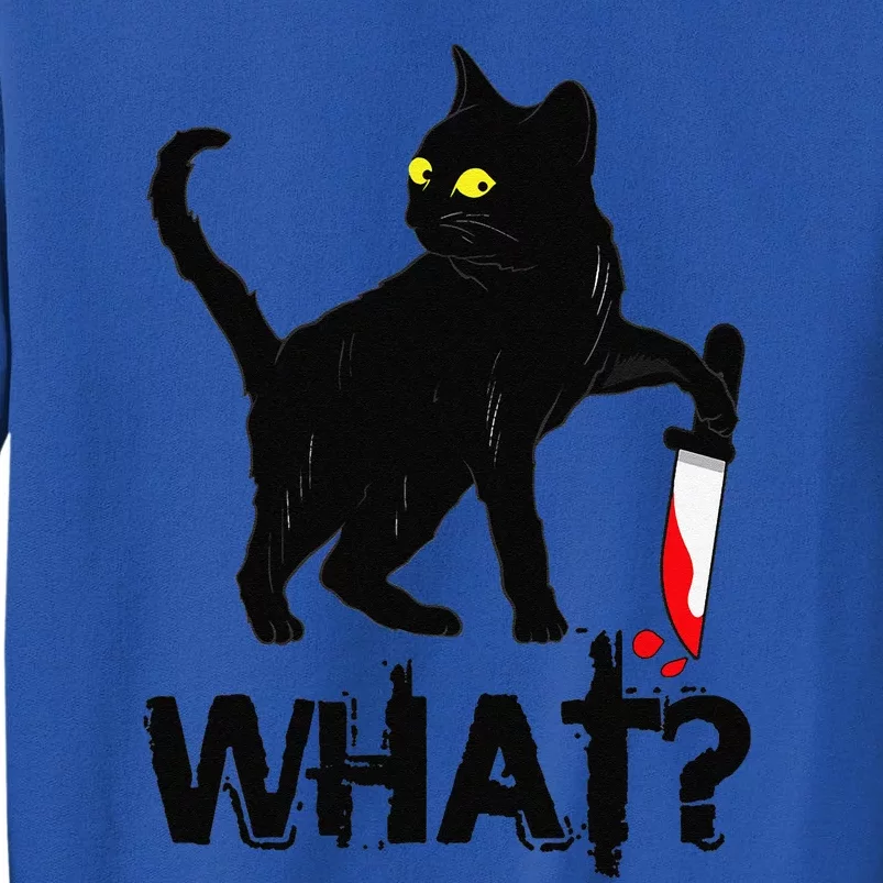 Cat What Murderous Black Cat With Knife Halloween Tall Sweatshirt