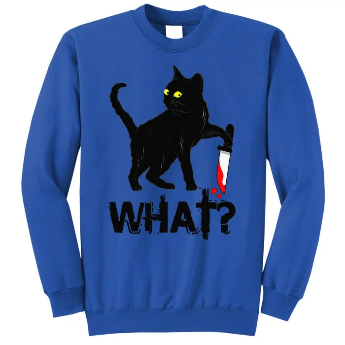 Cat What Murderous Black Cat With Knife Halloween Tall Sweatshirt