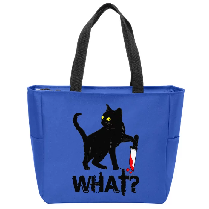 Cat What Murderous Black Cat With Knife Halloween Zip Tote Bag