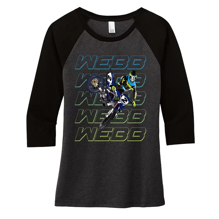 Cw2 Webb Motocross Cooper Supercross Women's Tri-Blend 3/4-Sleeve Raglan Shirt