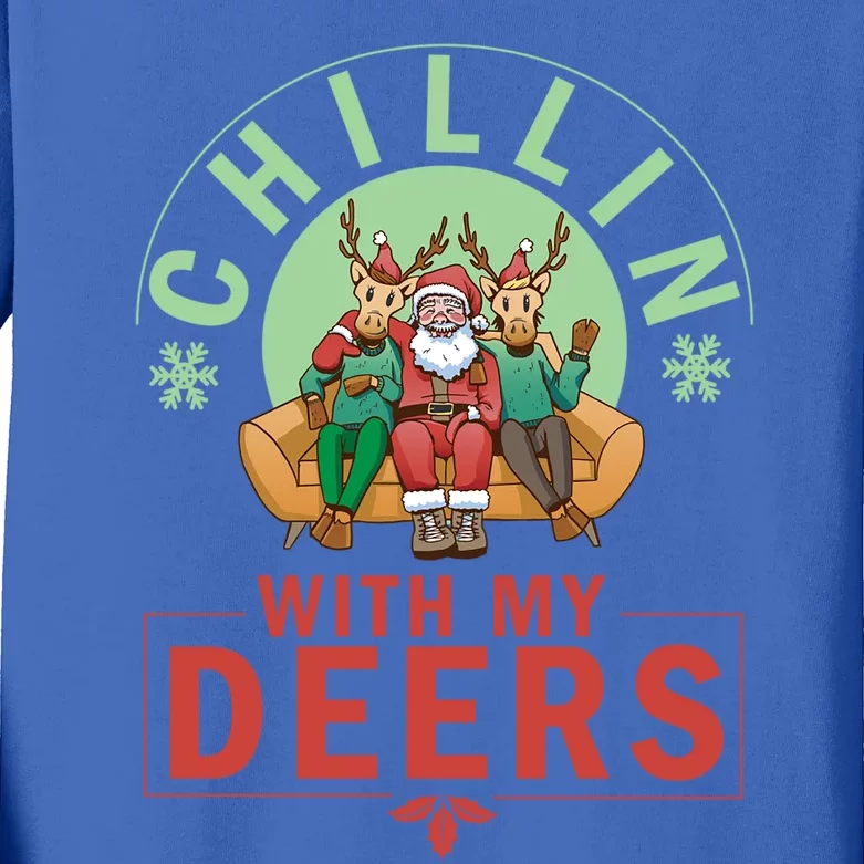 Chilling With My Dears Meaningful Gift Xmas Holidays Christmas Gift Kids Long Sleeve Shirt