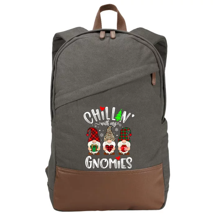 Chillin With My Gnomies Christmas Gnome Family Matching Xmas Cool Gift Cotton Canvas Backpack