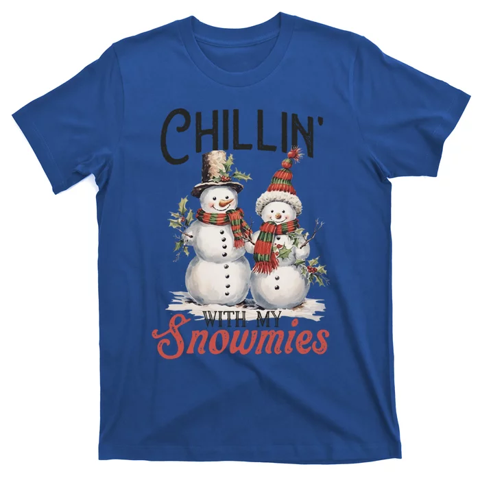 Chillin With My Snowmies Two Happy Smiling Vintage Snow Great Gift T-Shirt