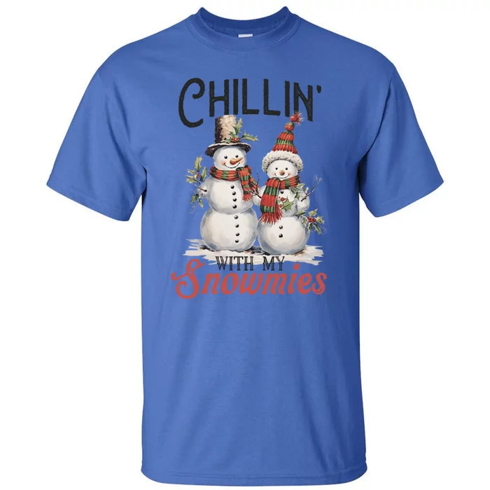 Chillin With My Snowmies Two Happy Smiling Vintage Snow Great Gift Tall T-Shirt