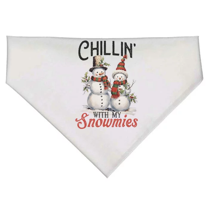 Chillin With My Snowmies Two Happy Smiling Vintage Snow Great Gift USA-Made Doggie Bandana