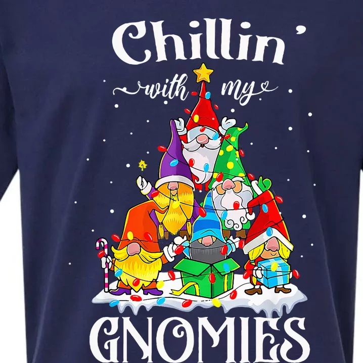 Chillin With My Gnomies with Four Gnomes Christmas Sueded Cloud Jersey T-Shirt