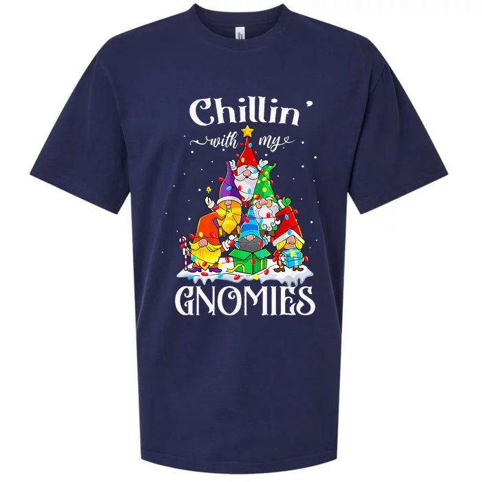 Chillin With My Gnomies with Four Gnomes Christmas Sueded Cloud Jersey T-Shirt