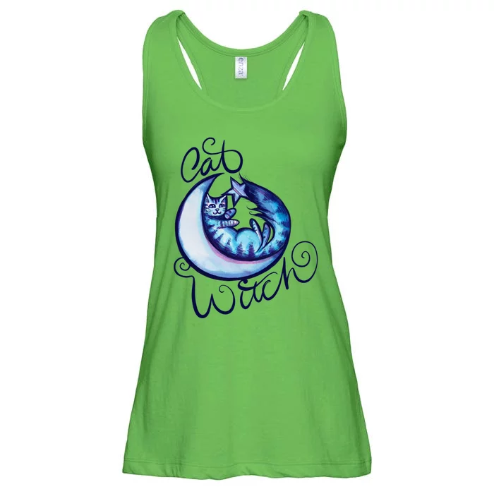 Cat Witch Moon Art Moon Gift Ladies Essential Flowy Tank