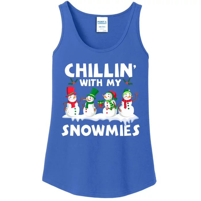 Chillin With My Snowmies Funny Snow Pajamas For Family Cute Gift Ladies Essential Tank