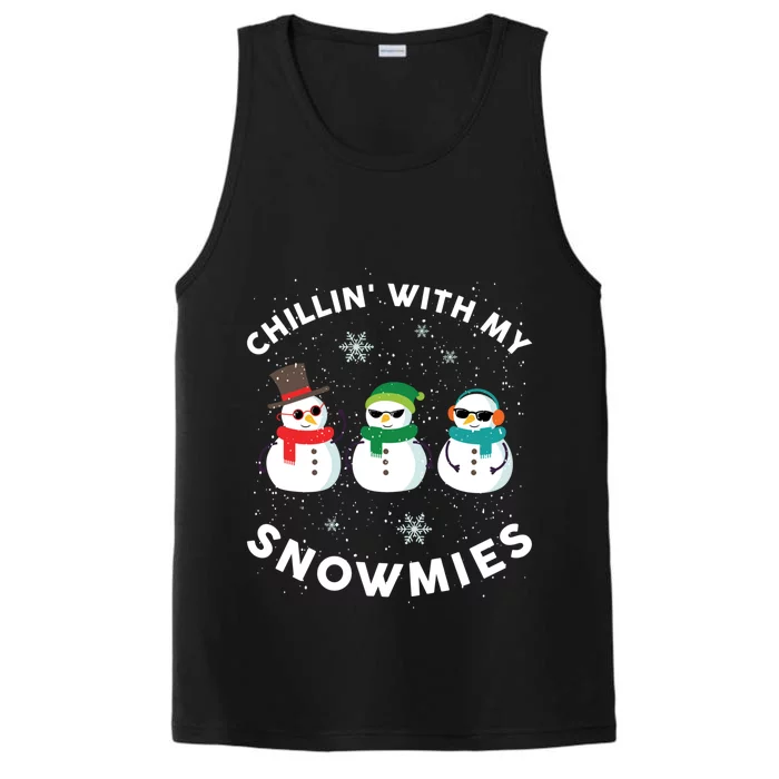 Chillin With My Snowmies Cute Snowman Ugly Christmas Performance Tank