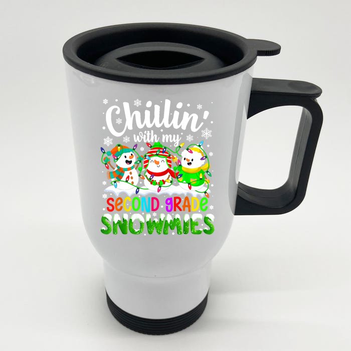 Chillin With My 2nd Grade Snowmies Second Grade Teacher Xmas Great Gift Front & Back Stainless Steel Travel Mug