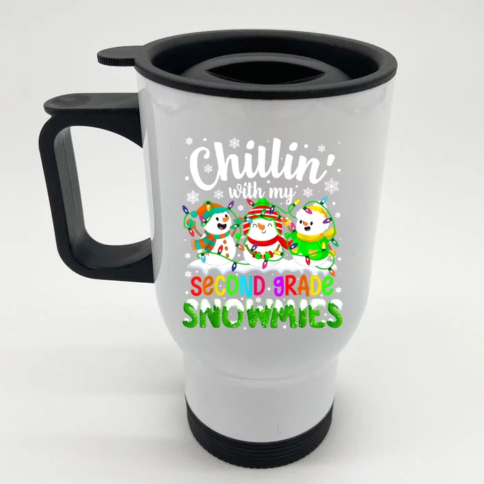 Chillin With My 2nd Grade Snowmies Second Grade Teacher Xmas Great Gift Front & Back Stainless Steel Travel Mug