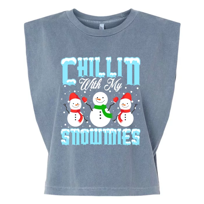 Chillin With My Snowmies Funny Gift Garment-Dyed Women's Muscle Tee