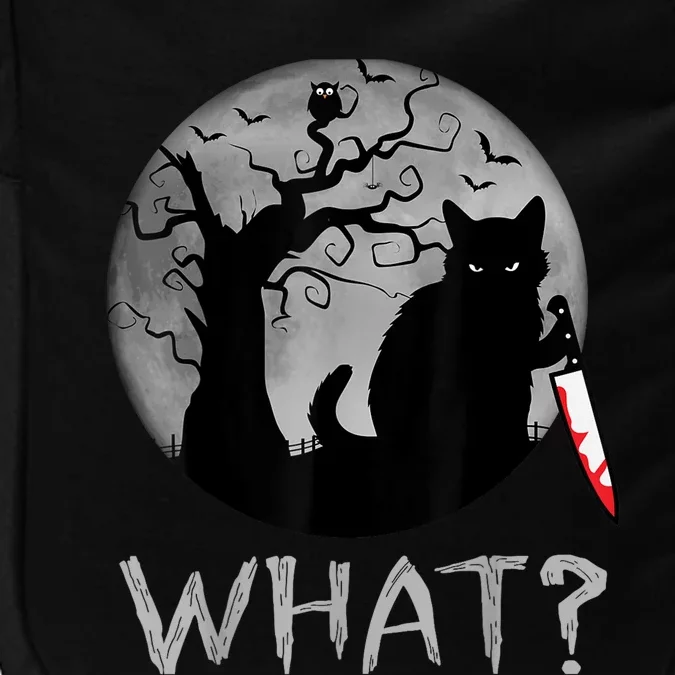 Cat What? Murderous Black Cat With Knife Halloween Costume Impact Tech Backpack