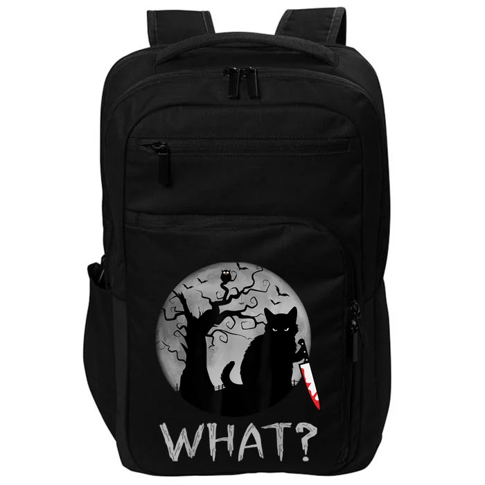 Cat What? Murderous Black Cat With Knife Halloween Costume Impact Tech Backpack