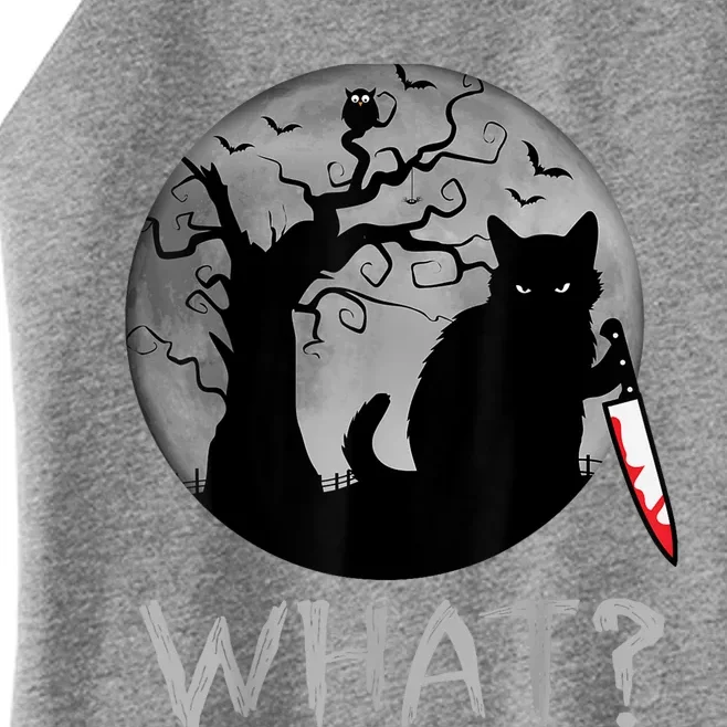 Cat What? Murderous Black Cat With Knife Halloween Costume Women’s Perfect Tri Rocker Tank