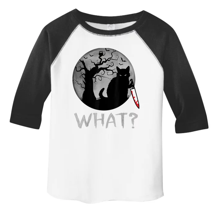 Cat What? Murderous Black Cat With Knife Halloween Costume Toddler Fine Jersey T-Shirt