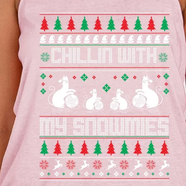 Chillin With My Snowmies Women's Knotted Racerback Tank