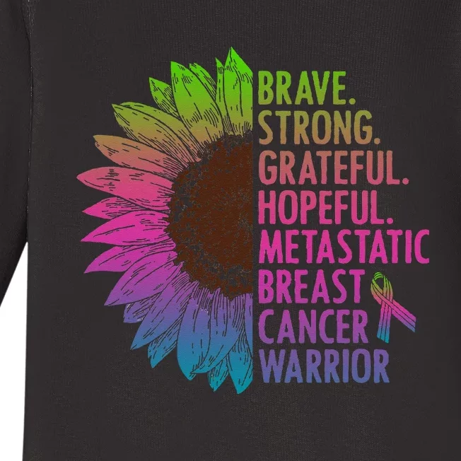 Care Warrior Metastatic Breast Cancer Ribbon Awareness Baby Long Sleeve Bodysuit