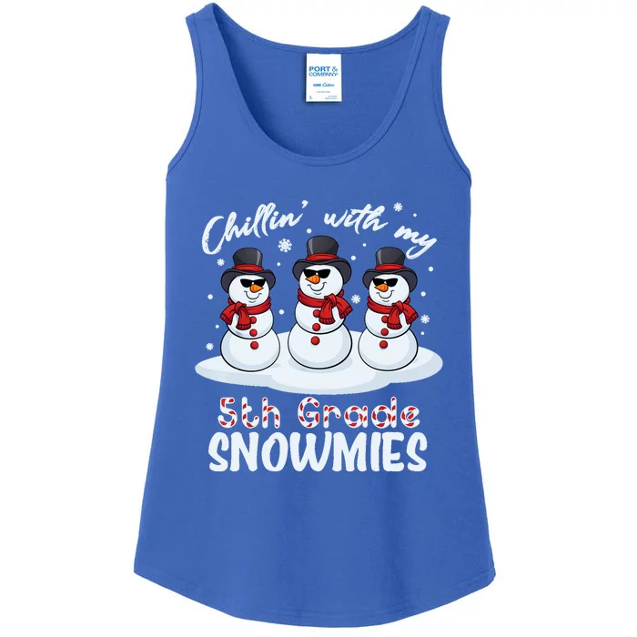 Chillin With My 5th Grade Snowmies Teacher Xmas Pajamas Cool Gift Ladies Essential Tank