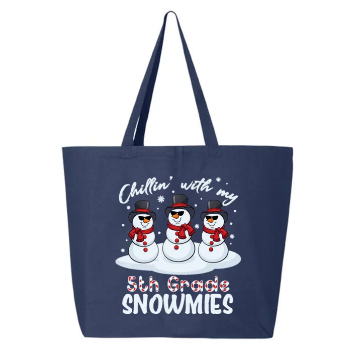 Chillin With My 5th Grade Snowmies Teacher Xmas Pajamas Cool Gift 25L Jumbo Tote